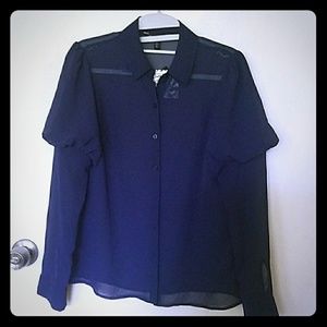 Express see through balloon sleeved top shirt